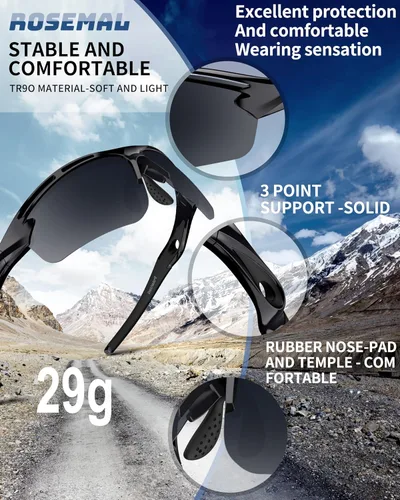 Vista 4 de Lentes de sol polarizados deportivos para hombres y mujeres, protección UV400 para correr, ciclismo, pesca, senderismo, TR90
