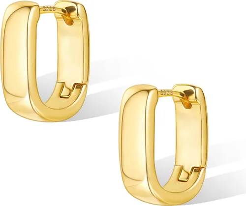 Vista 8 de Small Chunky Silver Hoop Earrings for Women Small Gold Hoop Earrings Plateado