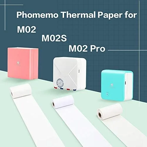 Vista 8 de Phomemo M02 Pro Mini impresora Bluetooth - Impresora fotográfica de bolsillo con 3 rollos de papel adhesivo transparente, compatible con iOS +