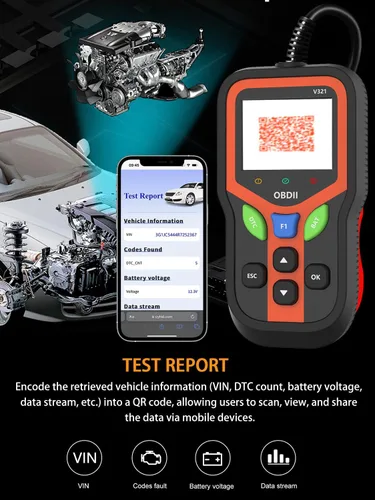 Vista 5 de Escáner OBD2 - Herramienta de diagnóstico para lector de códigos de automóvil para comprobar la luz del motor, lector de códigos de fallas
