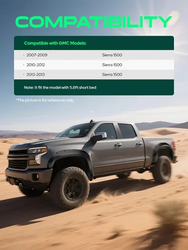 Vista 3 de Guardabarros YHTAUTO estilo remachado con pernos de bolsillo para Sierra 1500 2007-2013 Compatible with GMC Sierra 1500