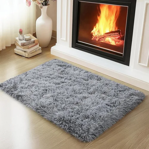 Vista 55 de Mugorn - Alfombras suaves y esponjosas de 2 x 3 pies para el hogar, alfombra pequeña con 4 mallas antideslizantes, color negro, 2 x 3 pies