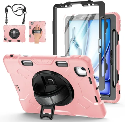 Vista 17 de Funda para iPad de 9ª/8ª/7ª generación de 10,2", color negro Shockproof Protective Silicone Cover with Rotatable Stand-Screen Protector-Handle