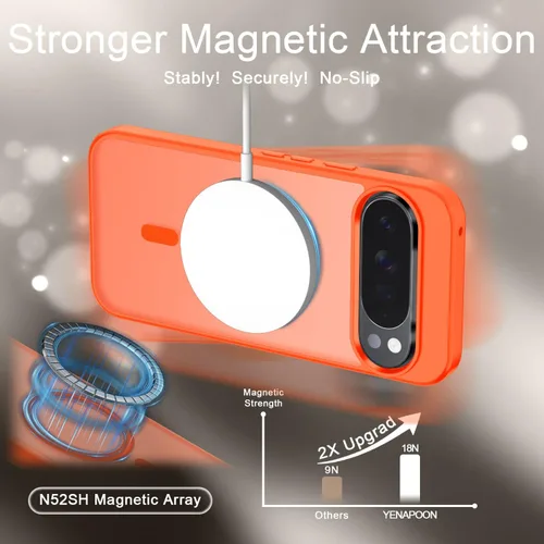 Vista 934 de Funda para Google Pixel 10 Pro XL, cubierta magnética mate, color negro Fit for MagSafe, Screen Protector included, Shockproof Military Grade