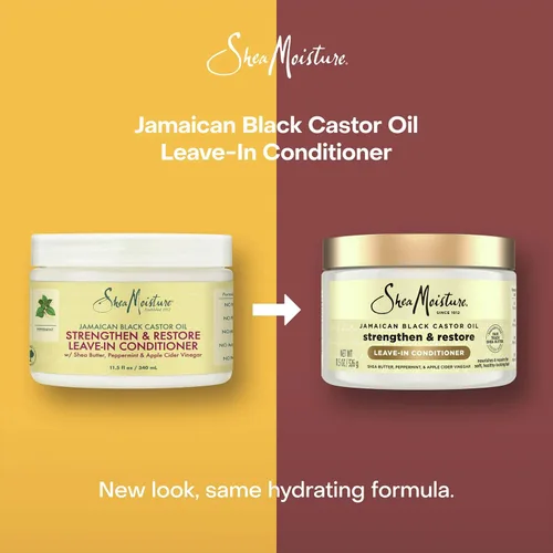 Vista 7 de SheaMoisture - Acondicionador sin enjuague, paquete de 3 – Aceite de ricino negro jamaicano para fortalecer y restaurar la fórmula para reparar
