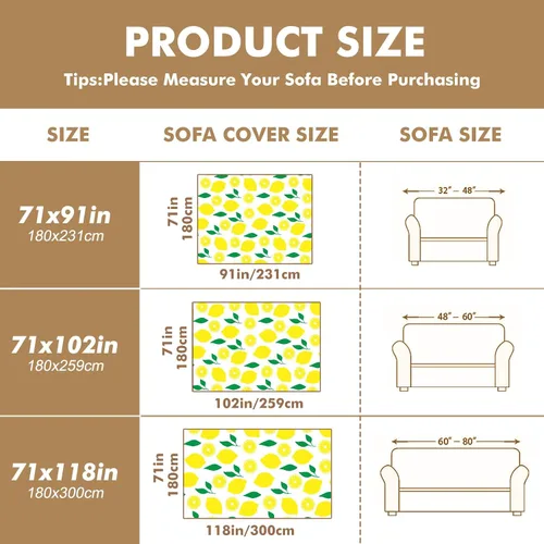 Vista 7 de Funda de sofá con estampado de limón, fundas de sofá resistentes a las manchas, protector universal de muebles Multi4