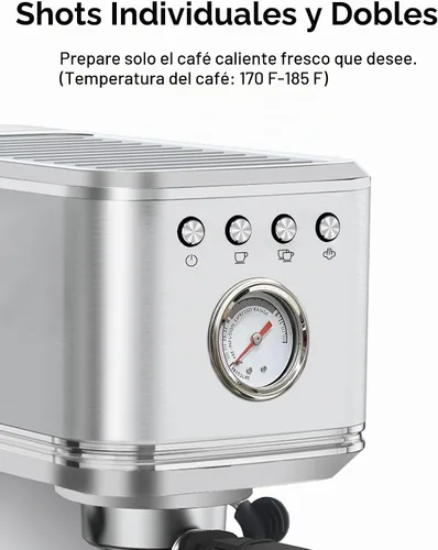 Vista 7 de CHULUX Kompatto - Máquina de café expreso de 20 barras con espumador de leche, máquina automática de café espresso de acero inoxidable para cafetera
