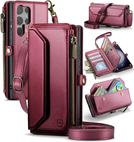 Vista 21 de Strapurs - Funda tipo cartera con correa para Samsung Galaxy S23 5G, color negro