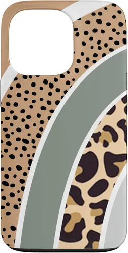 Vista 10 de Boho Burnt Orange Half Rainbow with Dotted Pattern Leopard Case for iPhone 17