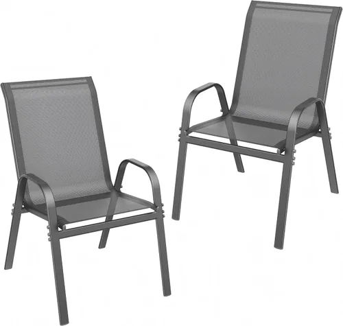 Vista 17 de ONBRILL Juego de 4 sillas de patio, sillas de comedor apilables para Gris
