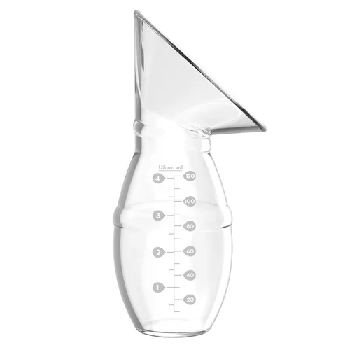 Vista 10 de Dr. Brown's Extractor de leche de una pieza de silicona 100% silicona, colector de leche materna manos libres con opciones anticólicos + biberón