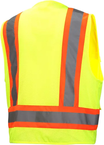 Vista 3 de Pyramex Class 2 Surveyor's Safety Vest with 6 Pockets, Hi-Vis Lime, 4XL verde lima (Hi Vis Lime)