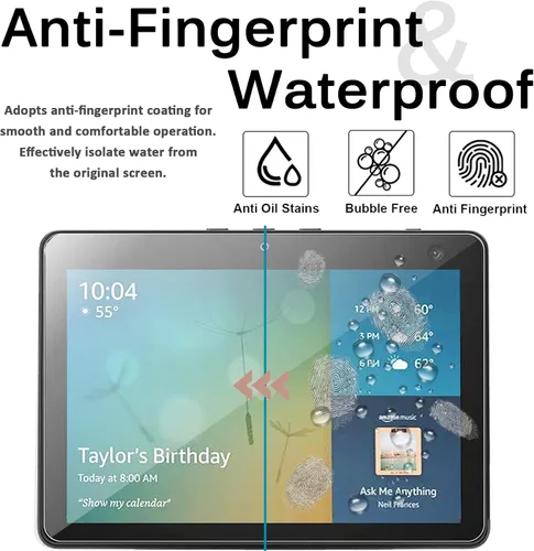 Vista 4 de Miimall Protector de pantalla compatible con Echo Show 10, película de vidrio templado, HD, transparente, duro, antiarañazos, ultrafino