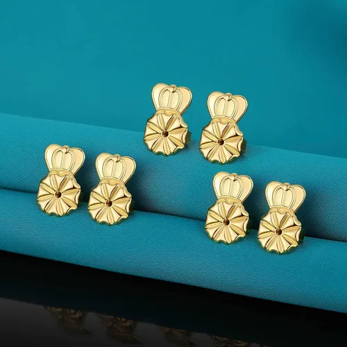 Vista 5 de Catinee 6 piezas de aretes para orejas caídas, ajustables, hipoalergénicos, seguros para aretes pesados (dorado)
