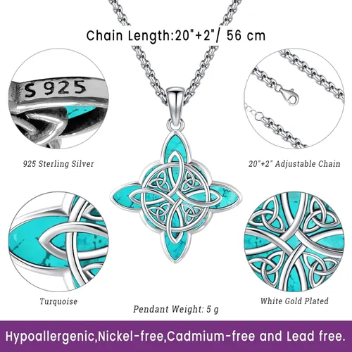 Vista 51 de Joyas de turquesa para mujeres y hombres de plata de ley 925 con colgante de urna para cenizas, collar con medallón de imagen, martillo de Thor