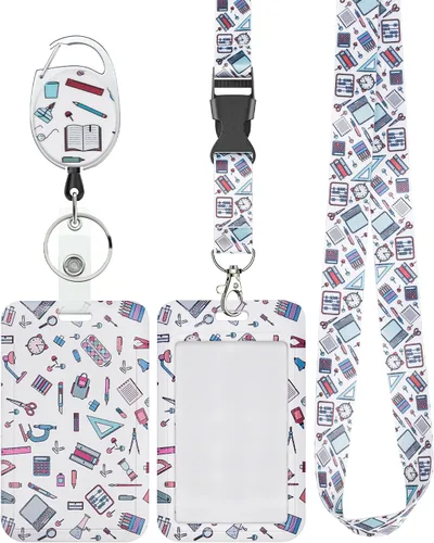 Vista 37 de Uniclife Porta credenciales deslizante floral con carrete retráctil y mosquetón con clip para cordón desmontable, protector de tarjeta vertical