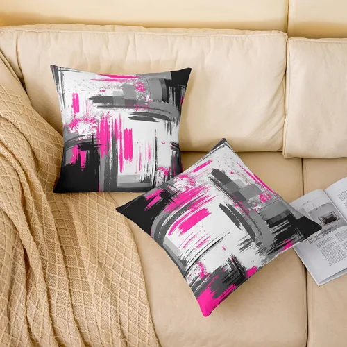 Vista 105 de Juego de 2 fundas de almohada abstractas de 16 x 16 pulgadas para niños, niñas, adolescentes, decoración de dormitorio, moderna a rayas, decoración