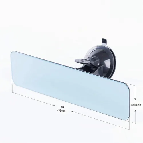 Vista 6 de Espejo retrovisor antirreflejo sin marco, espejo universal para interior de automóvil con ventosa adhesiva, endoscopio azul (9.4 x 2.55 pulgadas)