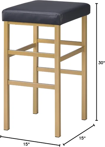 Vista 7 de OSP Home Furnishings Taburete sin respaldo con marco dorado, 30 pulgadas, negro