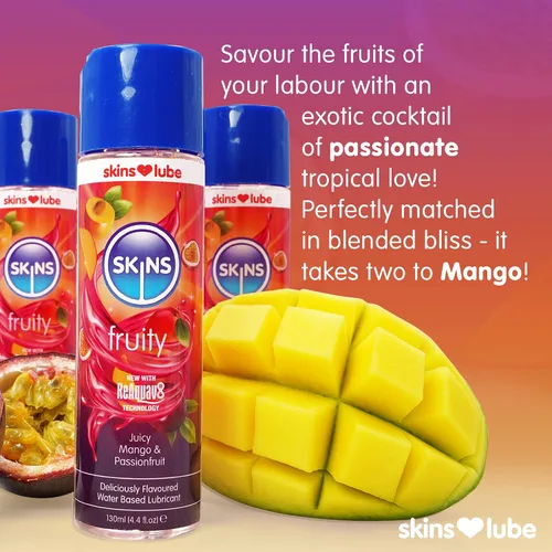 Vista 7 de Skins Lubricante con sabor a mango y maracuyá con tecnología ReAquav8 – Lubricante a base de agua con sabor a mango y maracuyá – 4 onzas