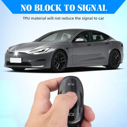 Vista 4 de QBUC para Tesla Funda para Llavero con Llavero de TPU Blanda y Protección Compatible con Tesla Model 3/Y/S (Gris Titanio) Soft TPU Protection Case