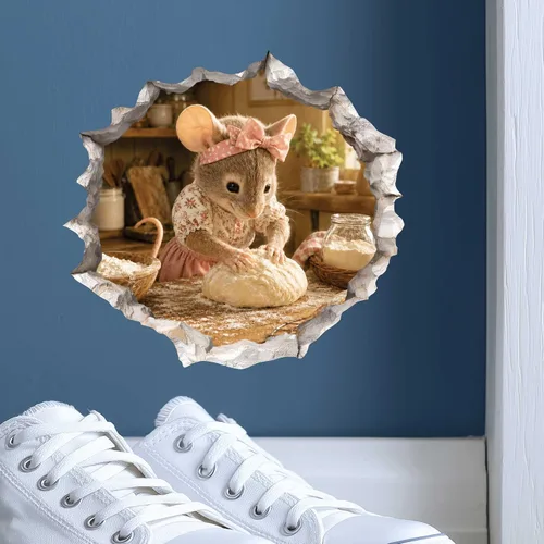Vista 9 de Home Baker Mouse - Calcomanía de pared con agujero de pared, extraíble con efecto 3D