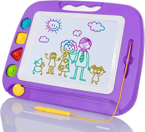 Vista 17 de SGILE Tablero magnético de dibujo para niños, juguetes para niños pequeños de 1, 2, 3, 4 años, bloc de bocetos y bocetos con 4 sellos, juguetes