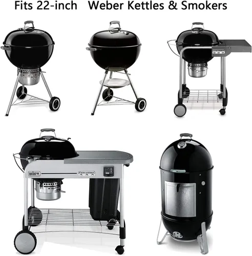 Vista 5 de Hongso 8835 Rejillas antiadherentes con revestimiento de porcelana pulida de 21.5 pulgadas para Weber Original Kettle Premium de 22 pulgadas