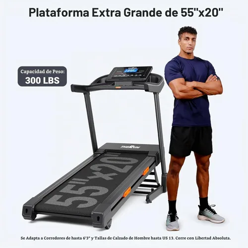 Vista 2 de THERUN Cinta de correr con inclinación automática al 20%, motor de 12 MPH y 3.5 HP, cinturón de correr grande de 55 x 20 pulgadas con consola