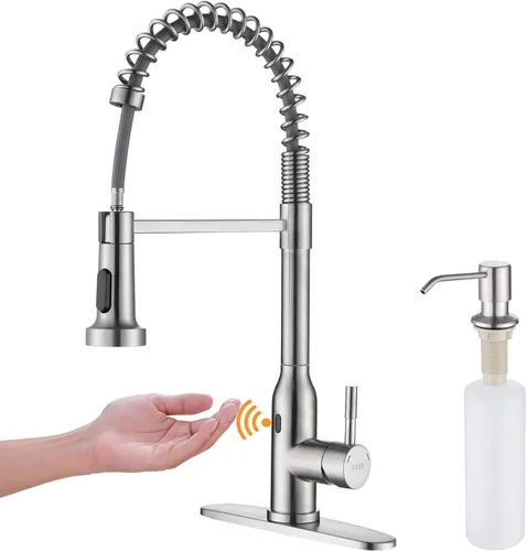 Vista 11 de Keer - Grifo de cocina táctil, grifo inteligente para fregadero de cocina con rociador extraíble, grifo de fregadero de barra de cocina activado