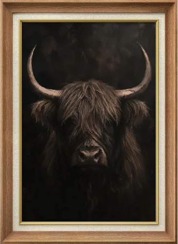 Vista 336 de MUDECOR Lienzo enmarcado prémium para pared, pinos nevados en bosque de invierno, ilustraciones modernas, arte contemporáneo, escénico, divertido
