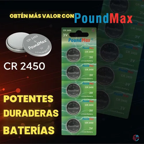 Vista 3 de PoundMax CR 2450 Baterías de litio, tipo botón de 3 V, paquete combinado - 5