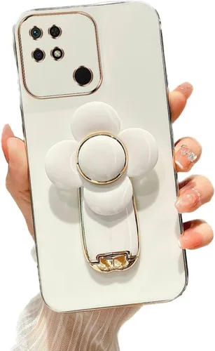 Vista 20 de Miagon - Funda con soporte para Xiaomi Redmi A1, galvanizado suave TPU protector delgado a prueba de golpes con molinete giratorio soporte de flores