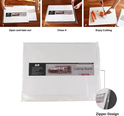 Vista 4 de ZVP Tablas de cortar desechables, 30 unidades, hoja de tabla de cortar plegable con pliegue integrado, alfombrilla de corte de plástico flexible