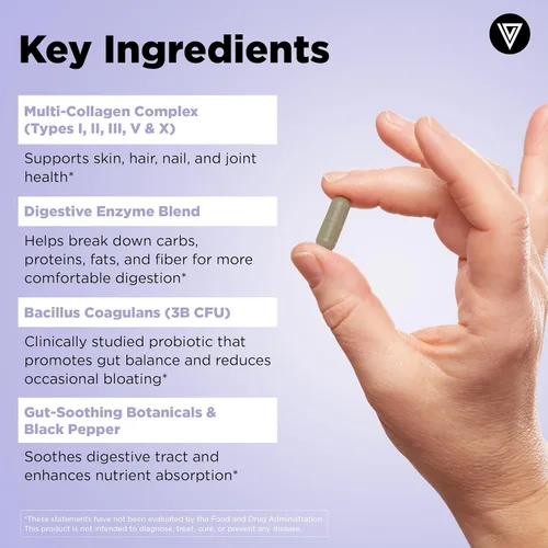 Vista 12 de Vital Vitamins Complejo de colágeno múltiple Plus + intestino, probióticos