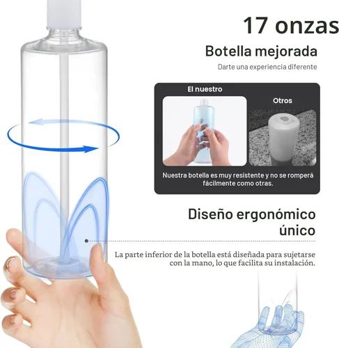 Vista 5 de GAGALIFE Dispensador de jabón integrado o dispensador de loción para fregadero de cocina, cabezal de bomba ABS de níquel cepillado, con botella