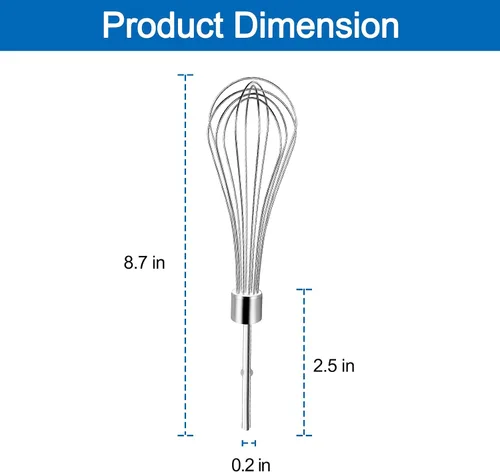 Vista 2 de Mezclador de mano de cocina para batidor KitchenAid Accesorios para batidor KHMPW, KHM512BM, KHM2B, AP5644233, KHM3, KHM5, W10720799 batidor