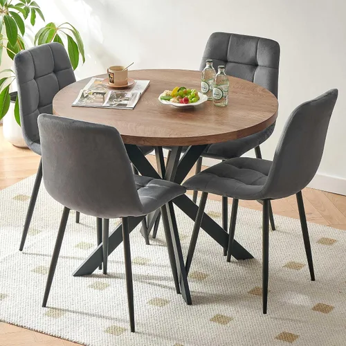 Vista 21 de Homedot Juego de mesa de comedor para 2, mesa de cocina de 3 piezas, juego de sillas de comedor redondas y negras para espacios pequeños, juego