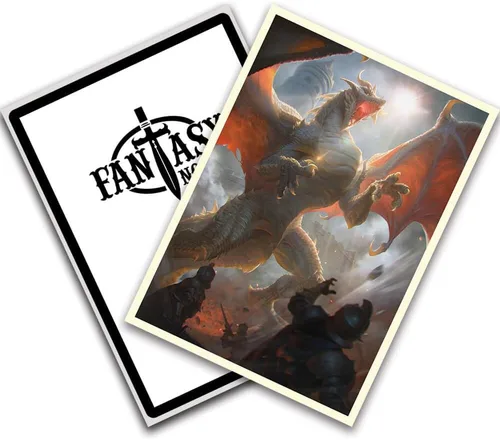 Vista 2 de Fantasy North - Argalon - El Protector - Serie Dragón - 100 fundas para cartas TCG mate texturizadas - Se adapta a Magic MTG Commander Pokemon