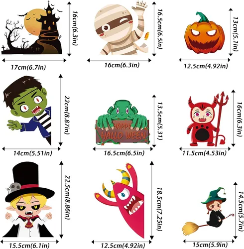 Vista 6 de Larcenciel Decoraciones de Halloween – 170 calcomanías para ventana y vidrio – Calcomanías espeluznantes para puerta de murciélago, araña, zombi