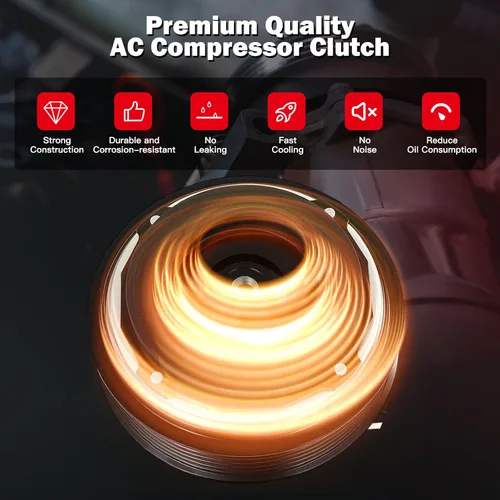 Vista 4 de CCIYU Embrague del compresor de aire acondicionado 2016-2018 para Fiat 500X 2.4L 2015-2021 para Jeep Renegade 2.4L AC Compresor para automóvil