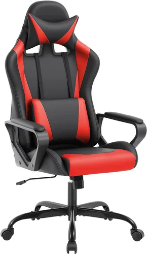 Vista 8 de FDW Gaming Chair PU Leather Computer Chair Executive Headrest Lumbar Support Ergonomic Racing Desk Chair with Armrests 360° Swivel & Caster Five Blue