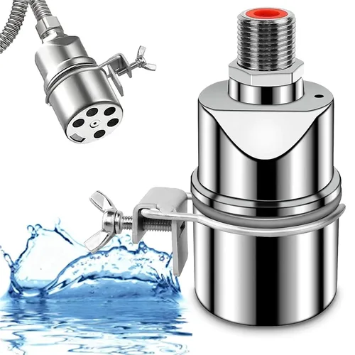 Vista 2 de Automatic Water Level Control Valve 1/2 Inch Stainless Steel Float Ball for Tank Swimming Pool Straight with Clip