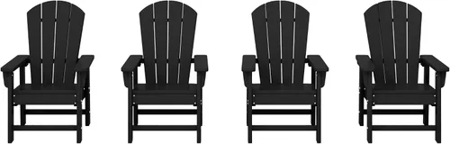 Vista 30 de WestinTrends Malibu Kids - Silla de patio de plástico HDPE Adirondack para exteriores, color negro