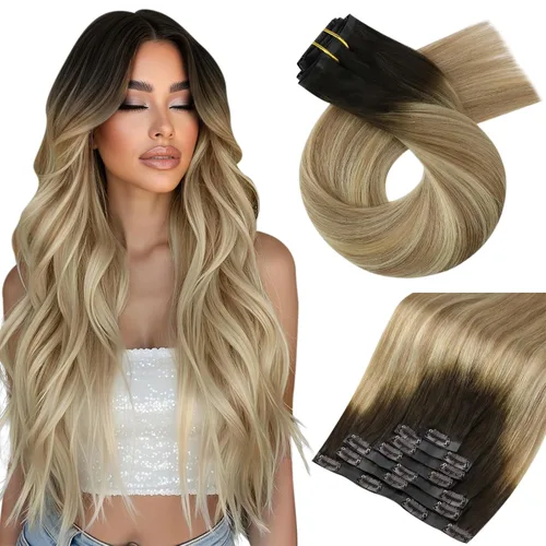 Vista 38 de Moresoo Genius - Extensiones de cabello humano real con clip, color negro azabache, invisibles, sin costuras, de trama de piel sintética