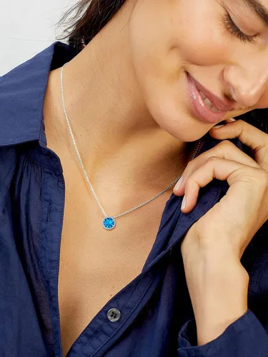 Vista 9 de ChicSilver Collar de plata de ley 925 con forma de corazón, redondo, pera, esmeralda, piedra natal simulada, regalo de cumpleaños para mujeres