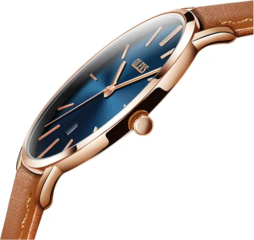 Vista 2 de OLEVS Reloj para hombre, de lujo, ligero, de cuero, impermeable, con movimiento japonés, para hombre, con fecha, calendario, minimalista, ultrafino