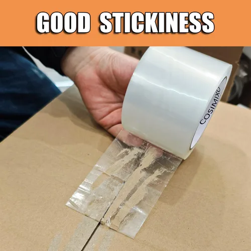 Vista 5 de COSIMIXO Cinta de embalaje transparente resistente de 2.5 mil x 1.88 pulgadas x 55 yardas, 6 rollos con dispensador, cinta de embalaje transparente