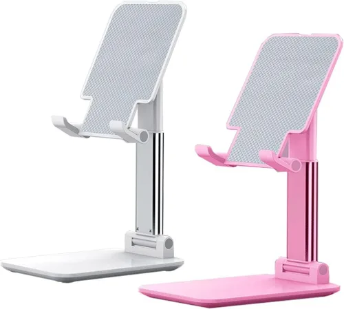 Vista 15 de Soporte para teléfono celular, soporte de teléfono celular ajustable en ángulo con almohadilla de silicona para escritorio, soporte de teléfono