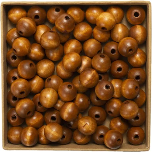 Vista 17 de Decoendiy 100 cuentas de madera para manualidades, cuentas redondas de madera de 0.630 in, cuentas de madera naturales pulidas de granja, cuentas